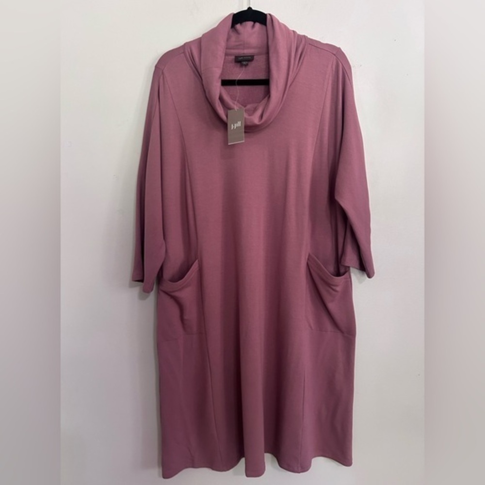 J.Jill Wearever NWT Plum Cowl Neck Pocket Dress XL Petite Office Minimalist